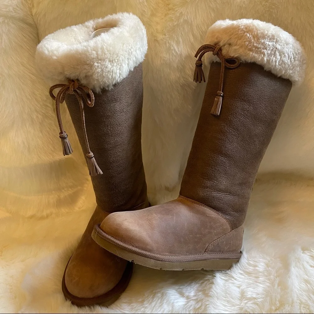 Extremely Rare! UGG Braided Sussex Fur Lined Boots - Like New